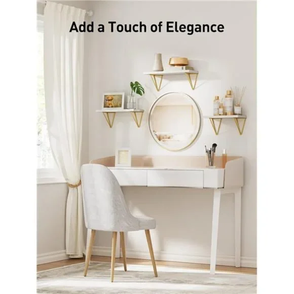 Floating Shelves, White Wall Shelves for Bedroom, Living Room, Bathroom, Kitchen